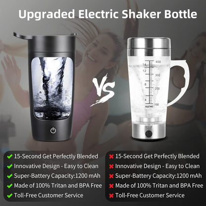 SQUATZ Electric Protein Shaker Bottle - Workout Blender Bottle - Portable  Gym Shake Mixer, USB Rechargeable - 22oz